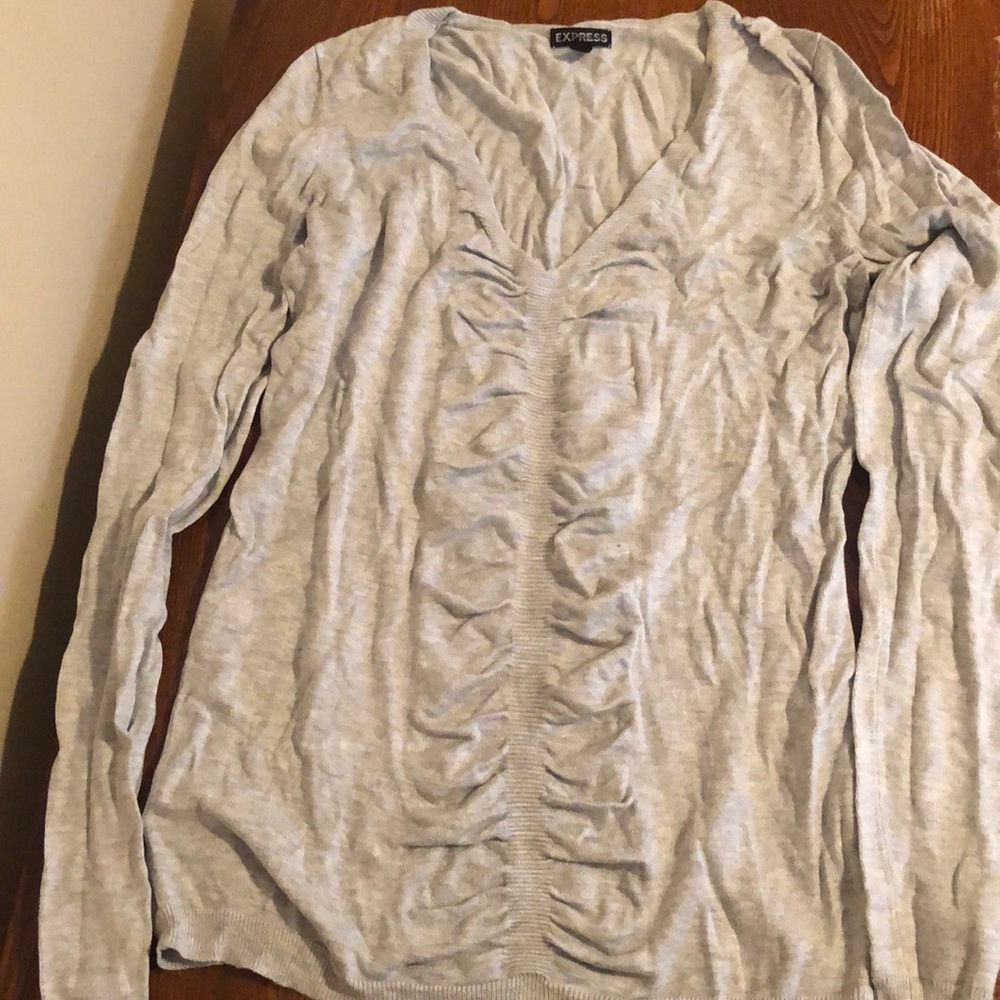 Express Light Gray V Neck sweater